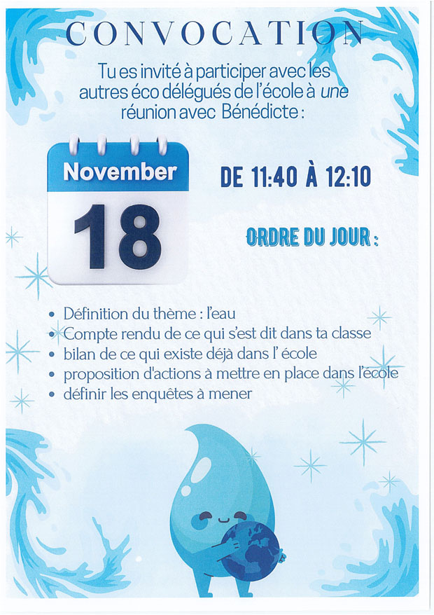 Eco-école, le thème de l'eau en 2026 pour les élèves.